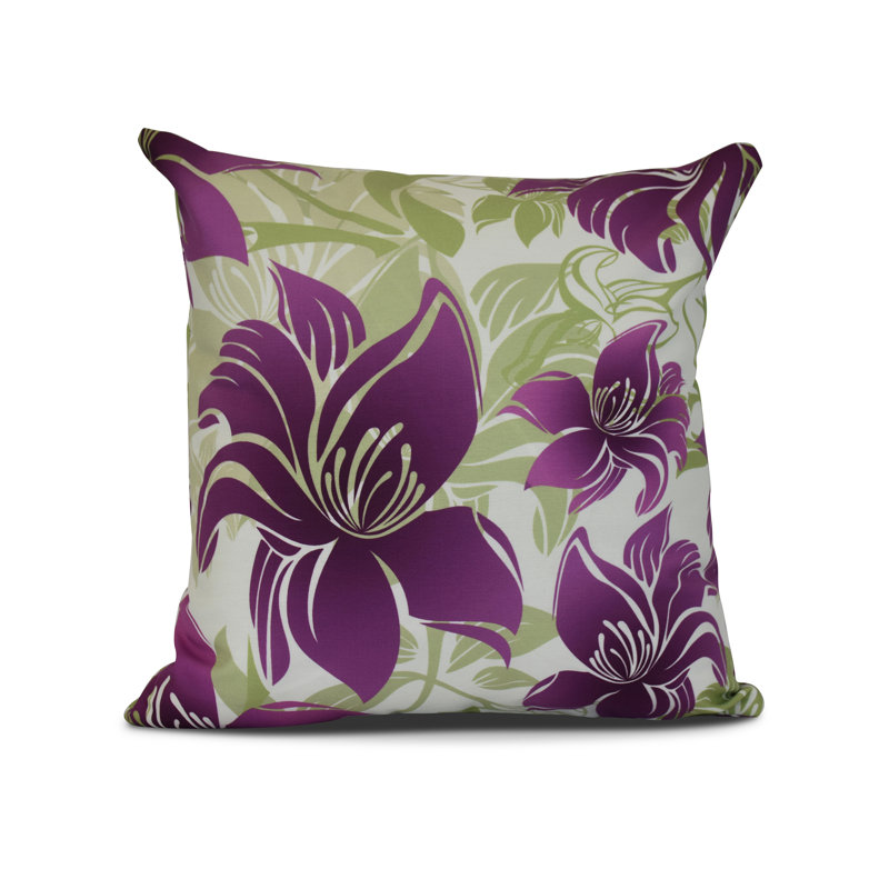 Tropical Resort Floral Reversible Throw Pillow, 18" H x 18" W x 3" D, Purple