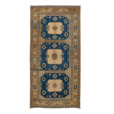 Blue Vintage Traditional Wool Rug - 5' x 10'6"