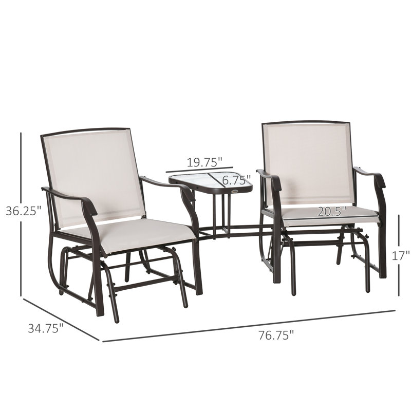 Chaise d'extérieur en acier Antwonn, Beige