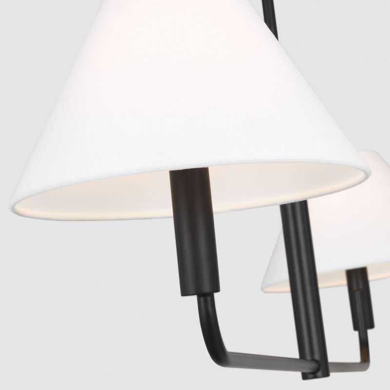 Sean Lavin Colfax Dining Room Chandelier With White Linen Shade, 10" H x 40.5" W x 40.5" D, Aged Iron, 2 Lights