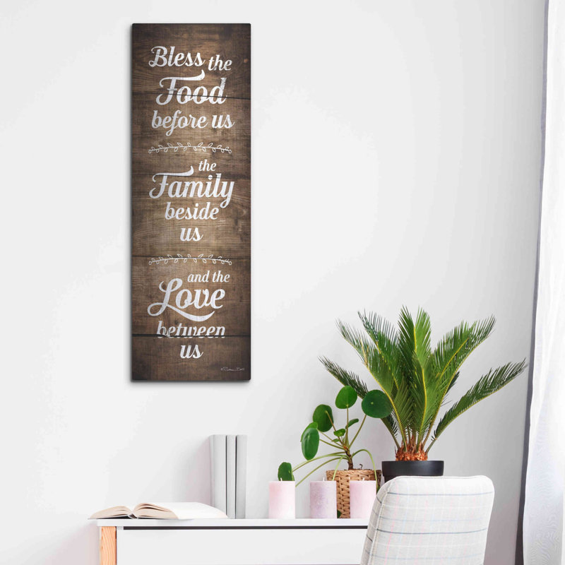 «Bless the Food devant nous» par Susan Ball, art mural en métal, H 36 po x l 12 po