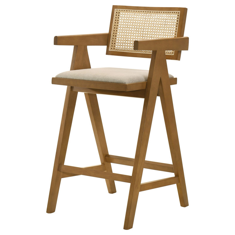 Alphild Upholstered Counter Stool with Solid Wood Frame