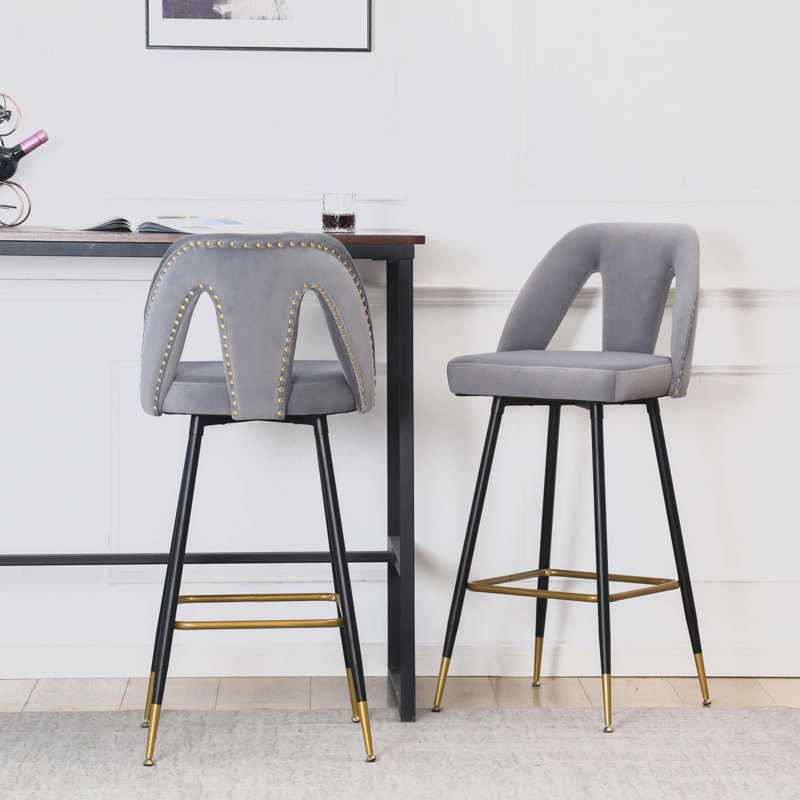 Ensemble de 2 tabourets de bar Acevedo, Gris