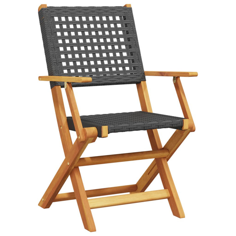 Burzell 2 - Person Wood Patio Dining Set with Round Table, Black