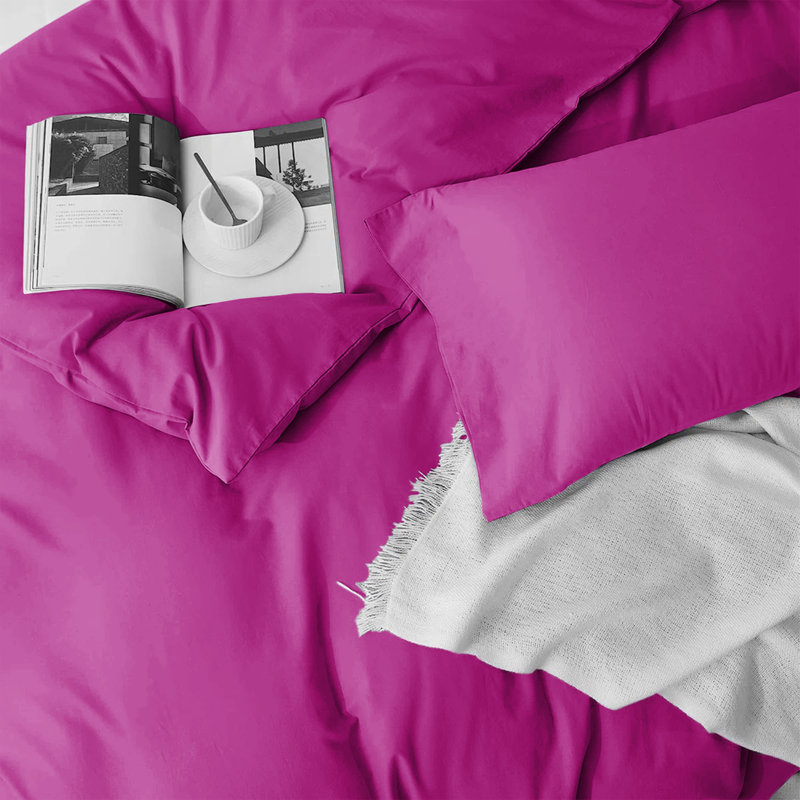  Ultra Soft Microfibre 200 TC Reversible Duvet Cover Set with Pillow Cases, Twin Duvet Cover + 1 Standard Sham, Purple