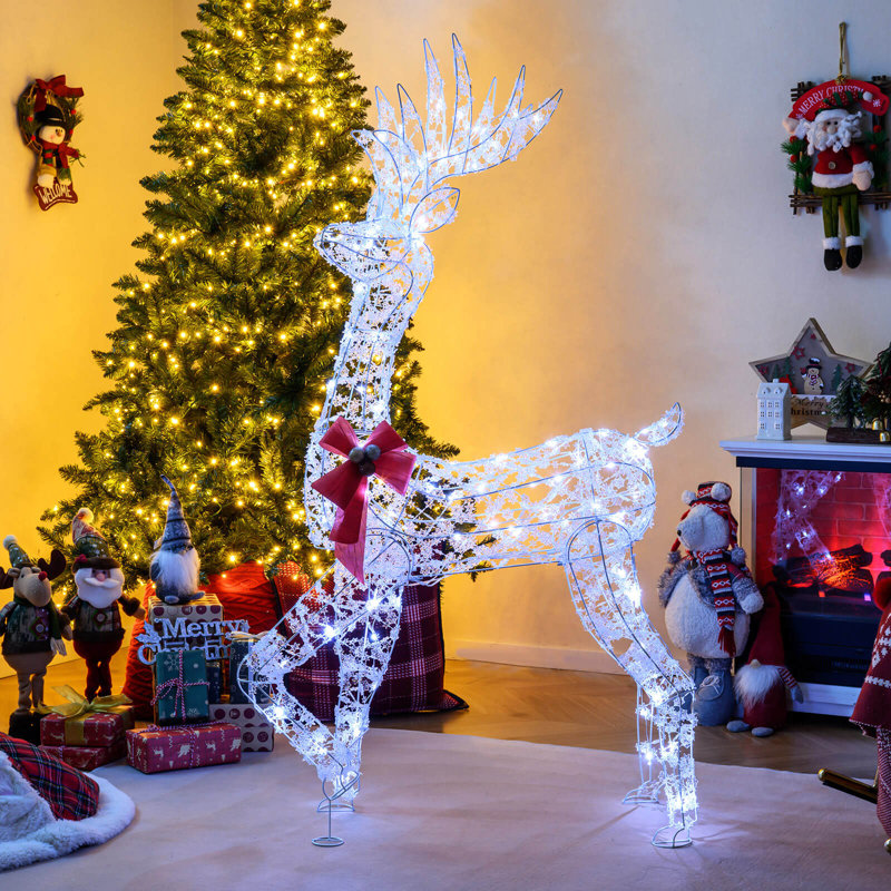 Renne de Noël illuminé 5 pi avec 100 lumières DEL, décoration de Noël pour la maison