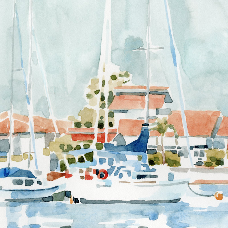 Beach Town Summer I by Emma Caroline - Wrapped Canvas Painting, 30cm H x 30cm W