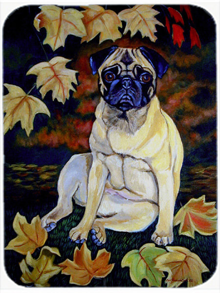 Caroline's Treasures Old Pug in Fall Glass Cutting Board