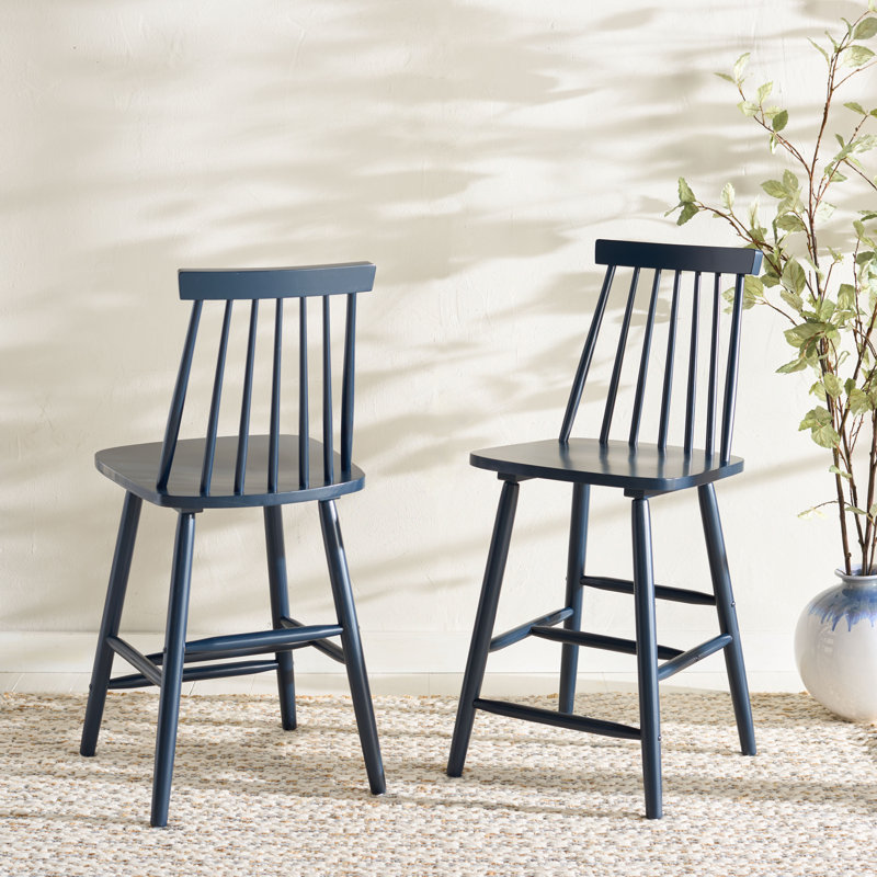 Tabouret de bar et de comptoir en bois massif Birdia, Tabouret de comptoir (siège d'une hauteur de 24 p, Marine