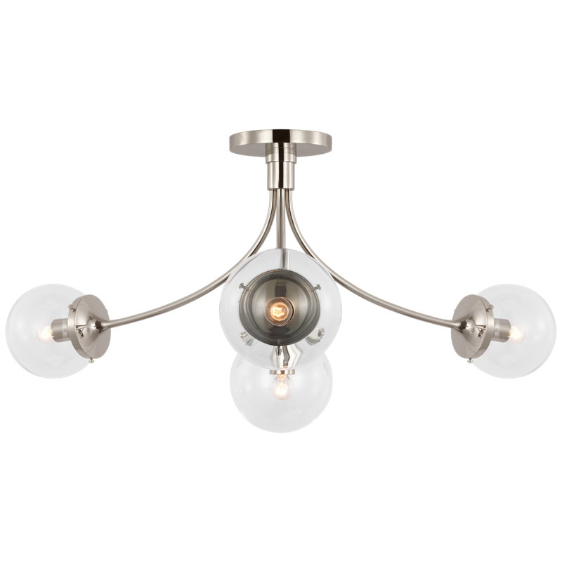Prescott 4 - Light Semi Flush Mount, Clear, Polished Nickel