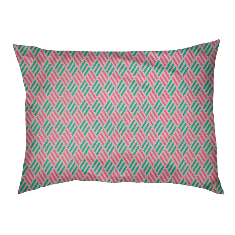 Campion Geometric Fleece Pet Bed, 52" L x 42" W, Pink/Teal