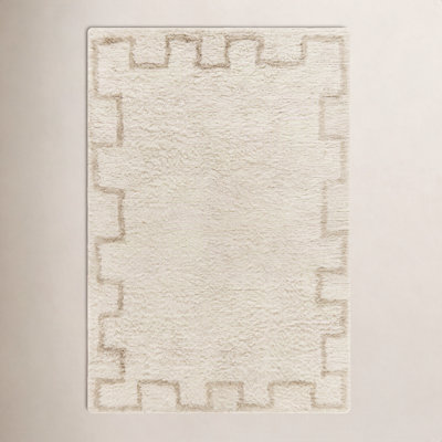 Anemone Greek Key Wool Shag Rug