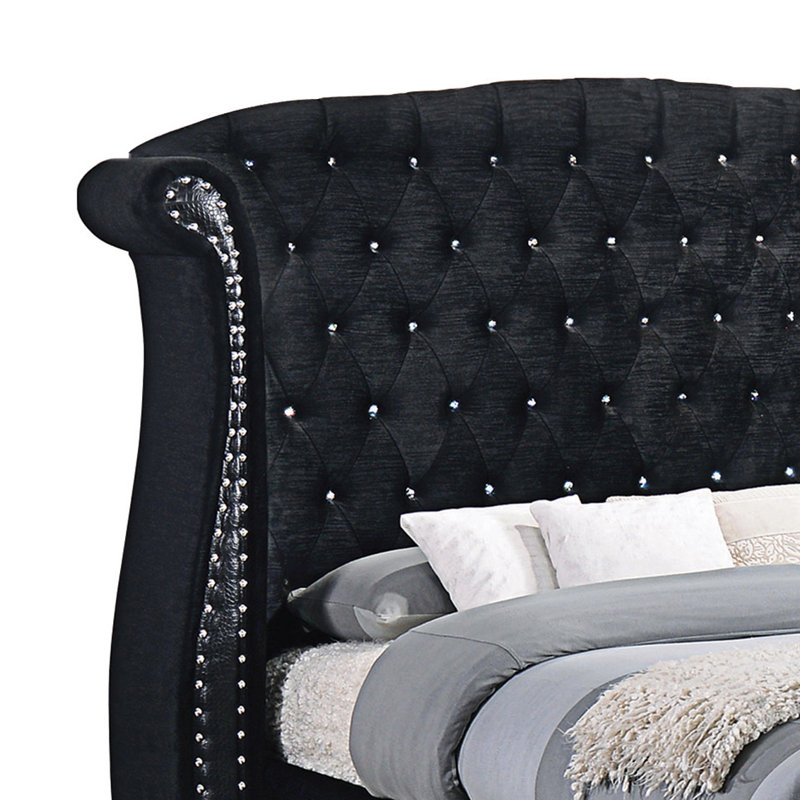 Upholstered Wingback Bed, Queen