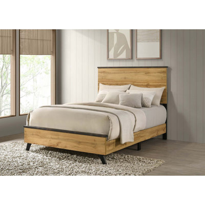 Georgina Natural Pine Full Panel Bed with Rustic Texture