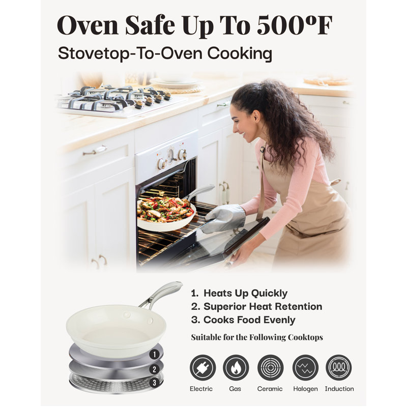 Gotham Steel 10" Cream Ceramic Nonstick Fry Pan