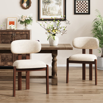 Upholstered Solid Wood Dining Chair with Ergonomic Padded Backrest
