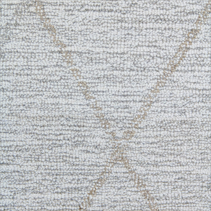 Gemma Geometric Tufted Wool Gray Area Rug, Rectangle 5'6" x 8'6"