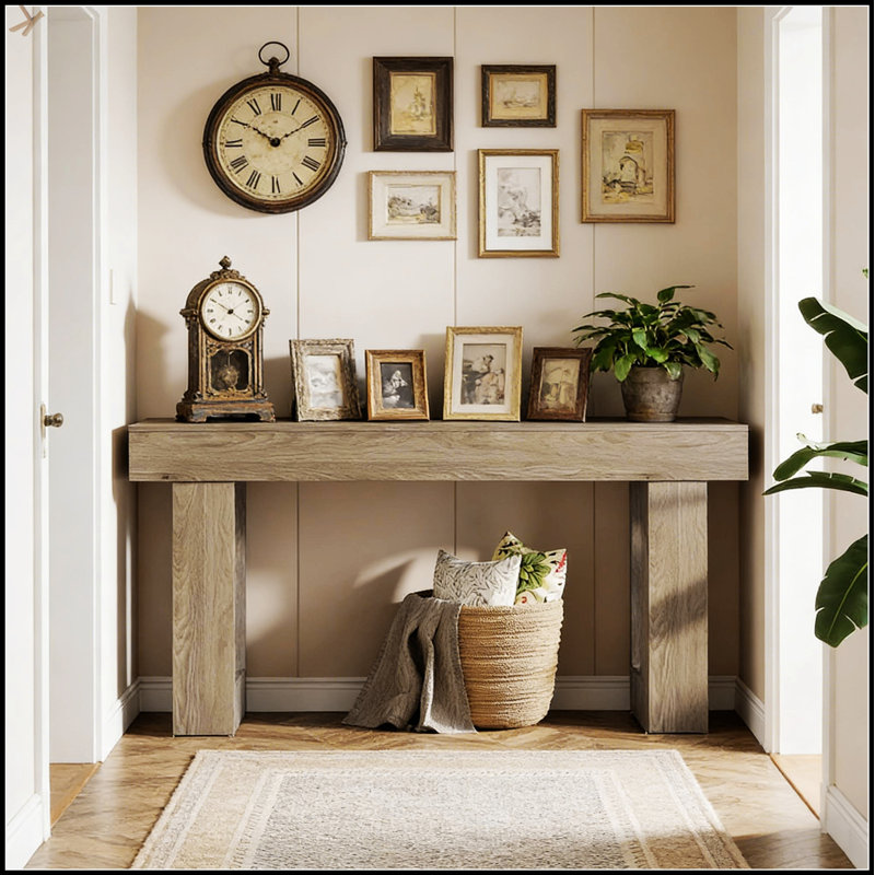 Elegant Wooden Console Table With Rustic Charm, Perfect For Enhancing Home Decor And Providing Ample Display Space., Gray