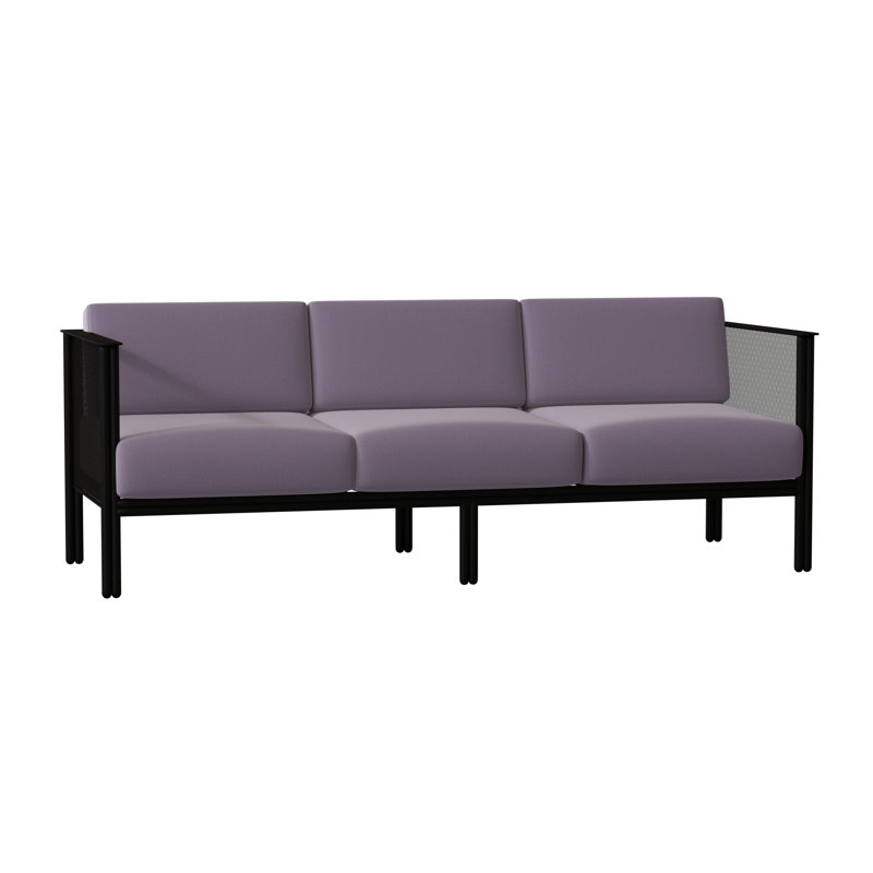 Jax Outdoor 3 - Seat Patio Sofa, Textured Black, Fairview Indigo Abstract Sunbrella®