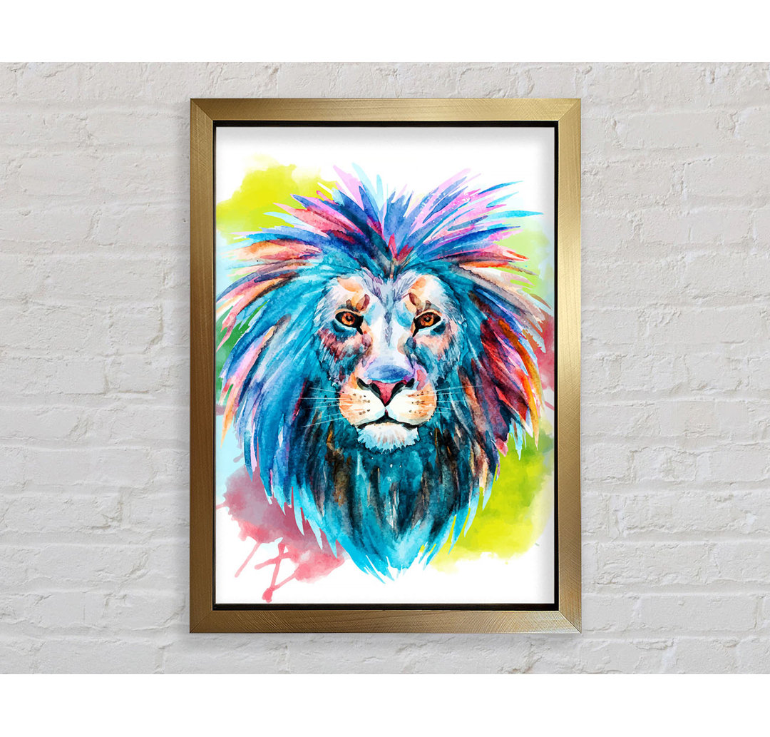 Blue Mained Lion - Einzelner Bilderrahmen Kunstdrucke