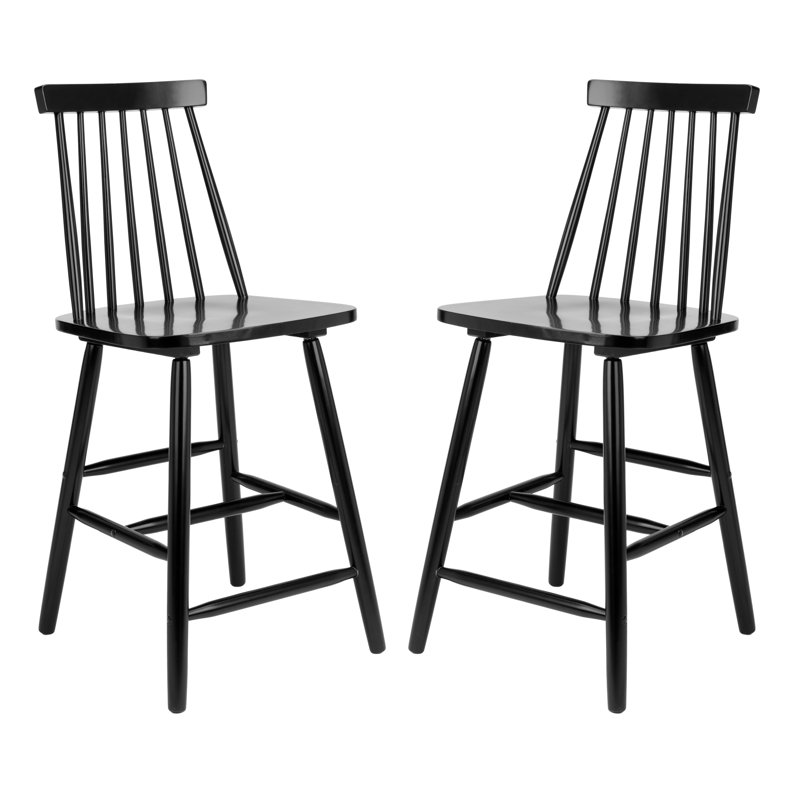 Solid Wood Counter Stool, Black, Counter Stool (61cm Seat Height)