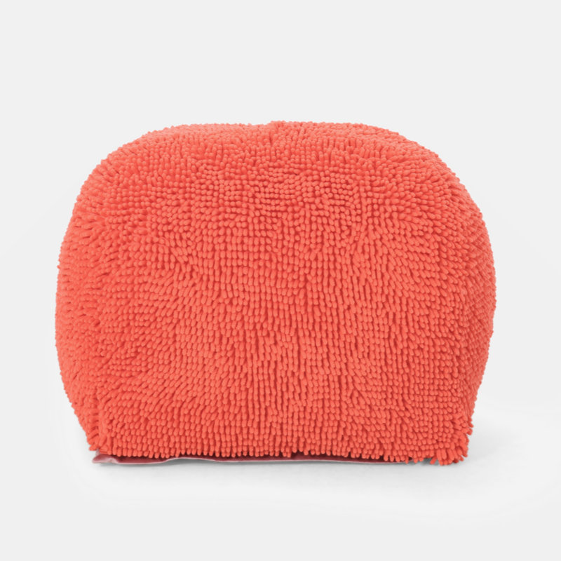 Microfiber Square Pouf, Coral