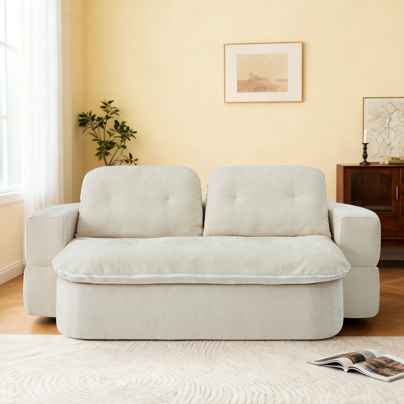 Mousse moderne - Velours côtelé rembourré avec 2 coussins, lit convertible, peu encombrant, confortable pour le salon et offrant un soutien à long terme