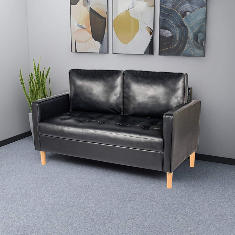 Stiver Faux Leather 56.7'' Reception Loveseat