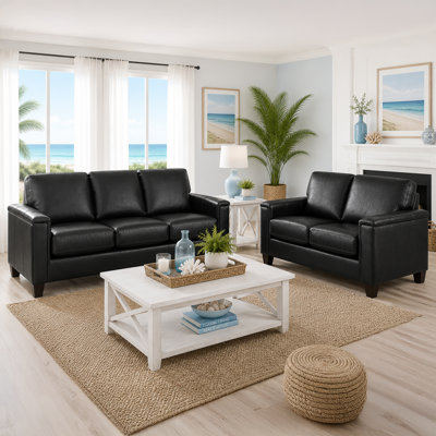 Deboer 2 Piece Genuine Leather Living Room Set