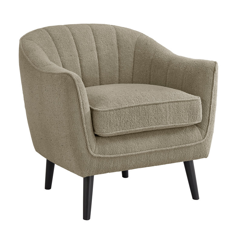 Arim Upholstered Barrel Chair, Taupe Polyester Blend