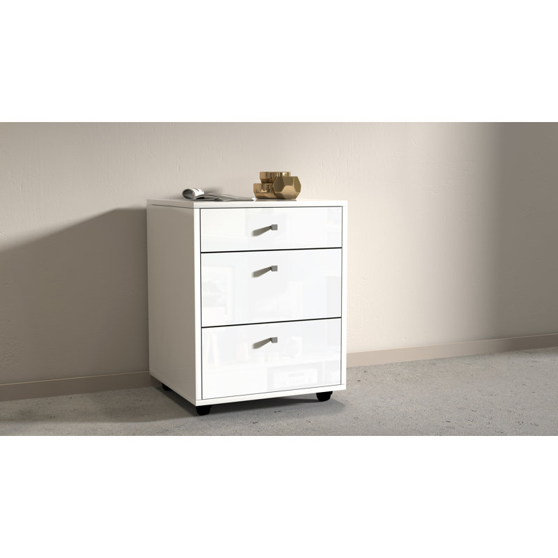 Sbordone 3 -Drawer Storage Cabinet, White