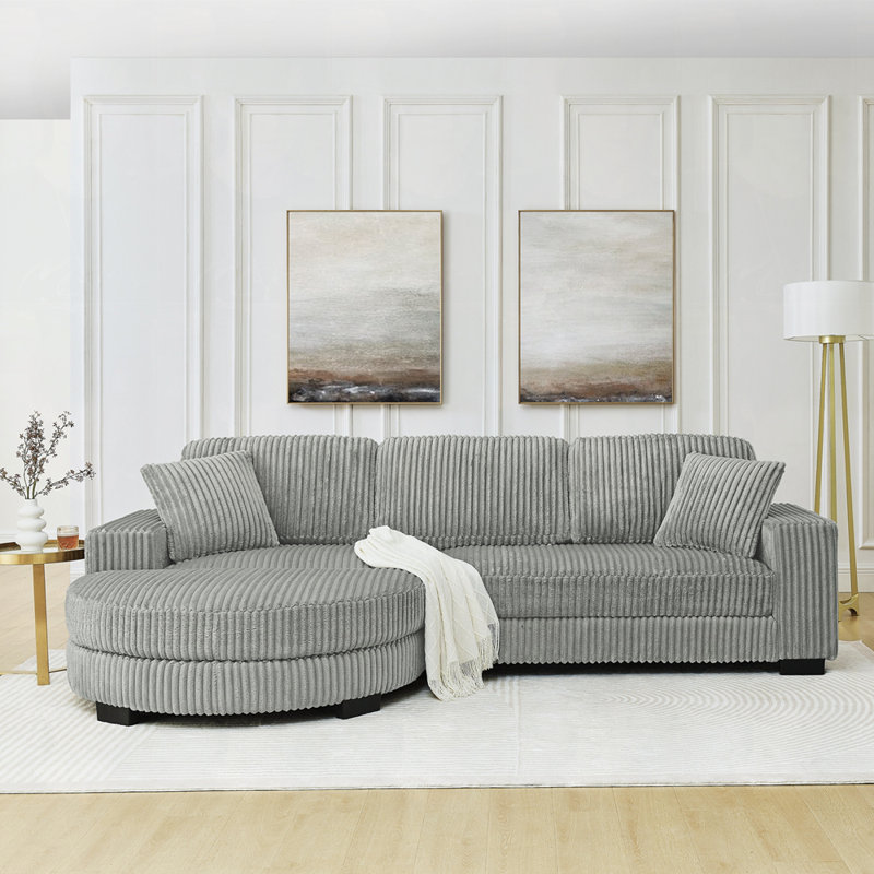 L-Shaped Modular Convertible Sofa, Gray