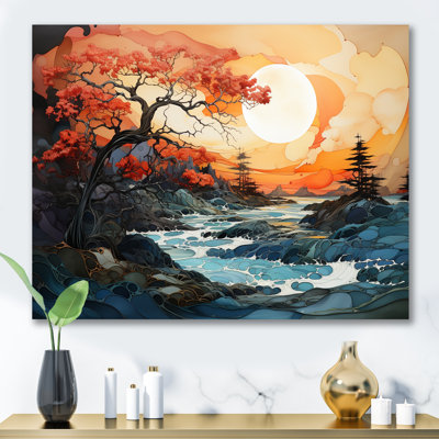 Tempêtes, lever de soleil, paysage sur toile