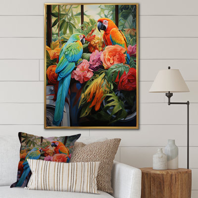 «Blue Parrot Jungle Paradise» - art mural perroquet
