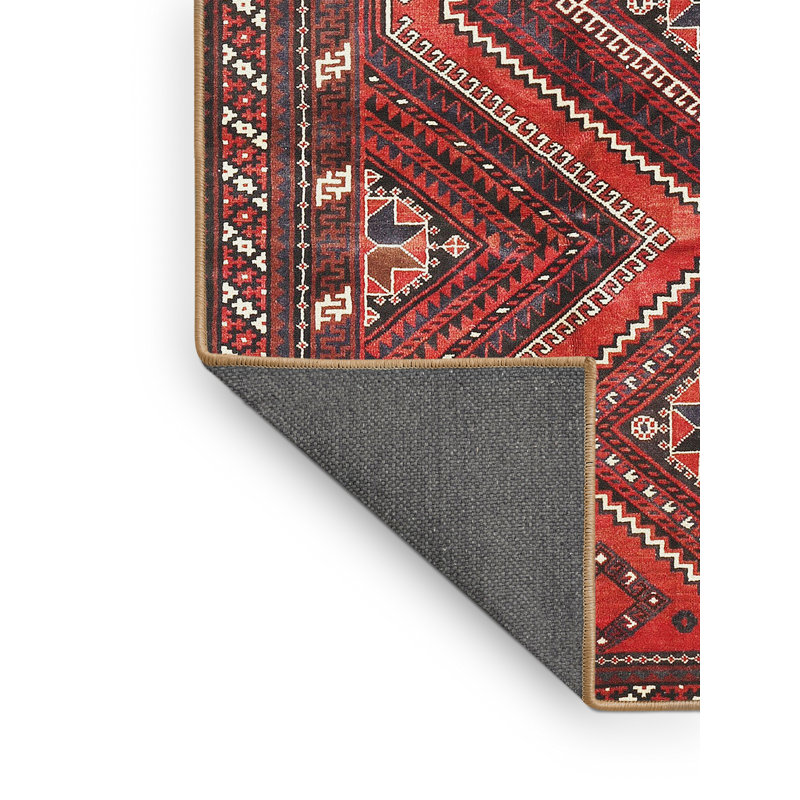 Tapis rouge/beige/noir traditionnel Cassatt, Rectangle 2 pi x 5 pi
