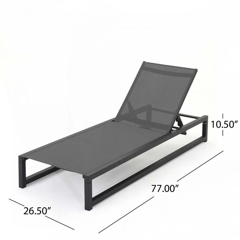 Chaise longue d'extérieur en aluminium Quinn, Noir/gris