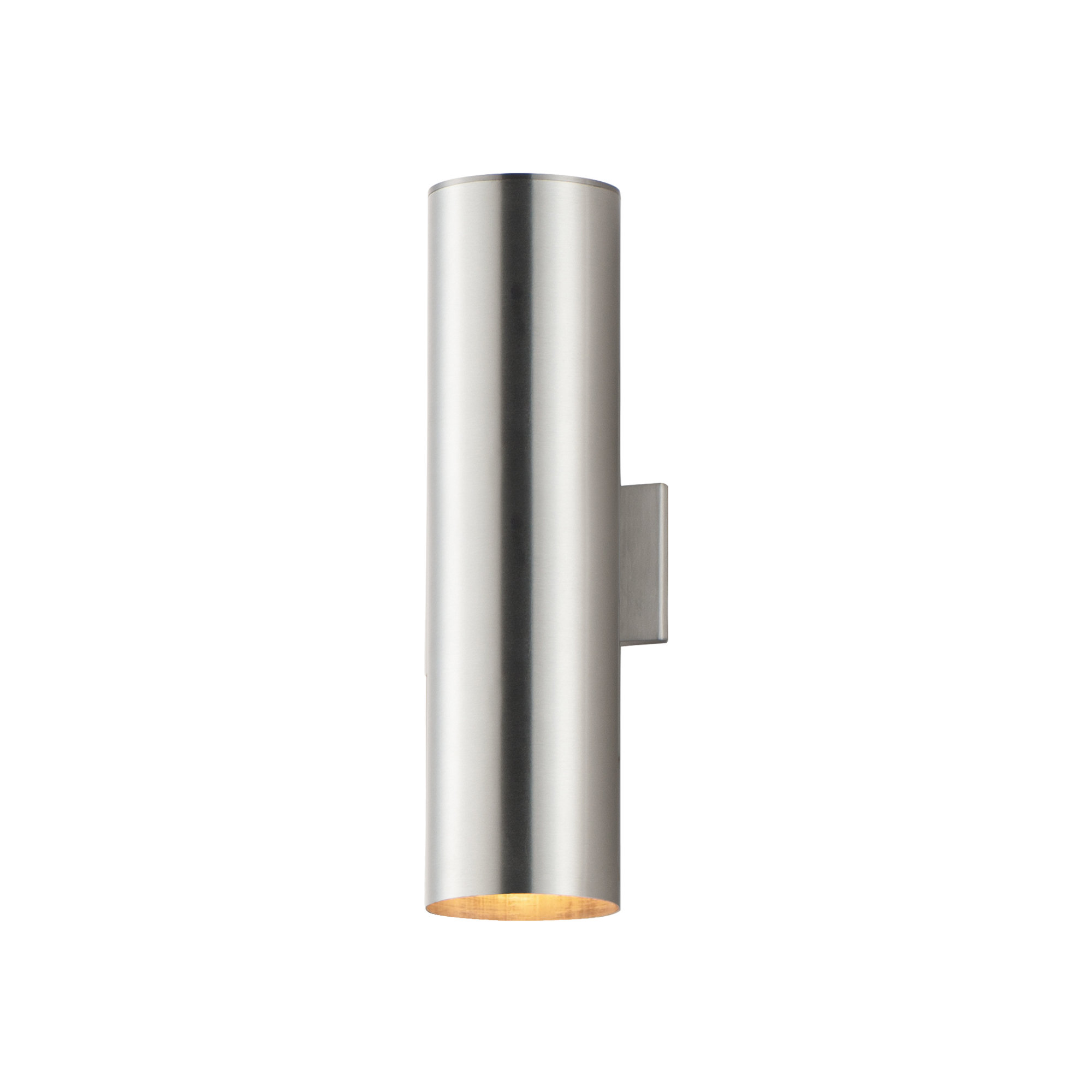 Barbara Single Light Cylinder Outdoor Aluminum Wall Light, Brushed Aluminum, 22" H x 6" W x 7.25" D