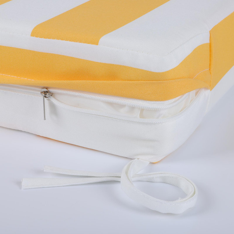 2-Piece Outdoor Deep Seat Cushion Set ( Cushion Only), Yellow/White Striped