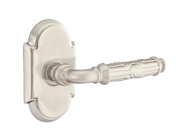 Mortaise intérieure Emtek Passage avec rosette # 8 et levier à roseaux, Nickel satiné, Gauche