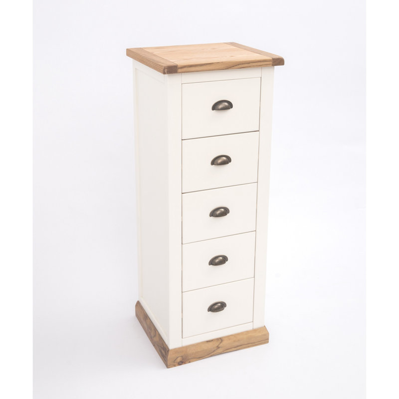 45 cm W Chest of 5 Drawers, Waxed Oak