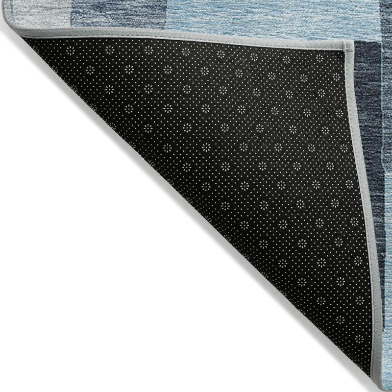 Tapis extérieur lavable à motif géométrique bleu et gris 10 pi x 14 pi bleu ciel
