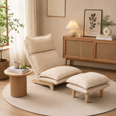 Adjustable Reclining Single Sofa Chair with Footrest, Foldable Leisure Accent Sofa for Living Room & Bedroom