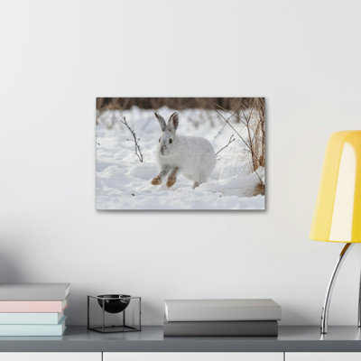 «Snow Hare Hunting Snow Hare on Hunt», reproduction d'art mural