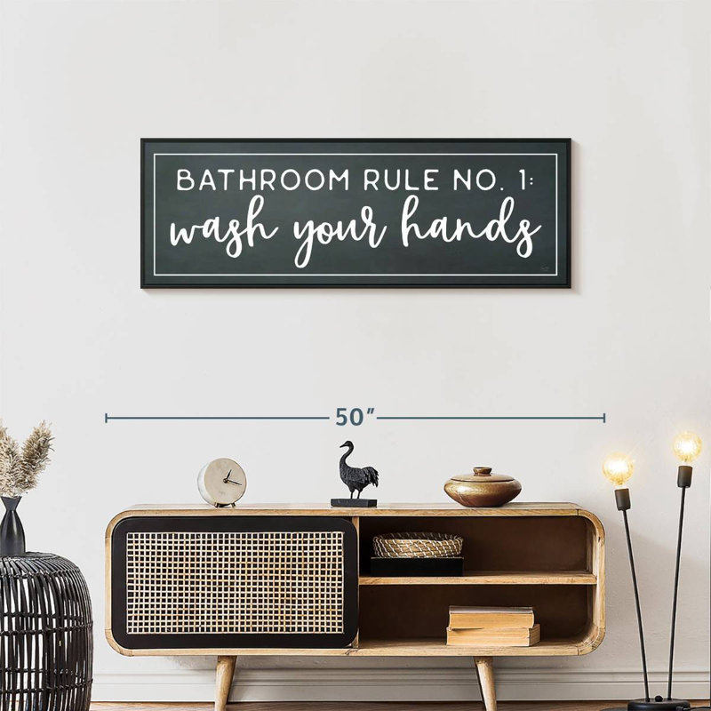 Salle de bain règle n ° 1, 43 po x 15 po, Cadre flottant noir