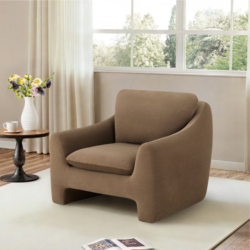 Elodie 42'' Upholstery Modern Armchair, Brown Polyester