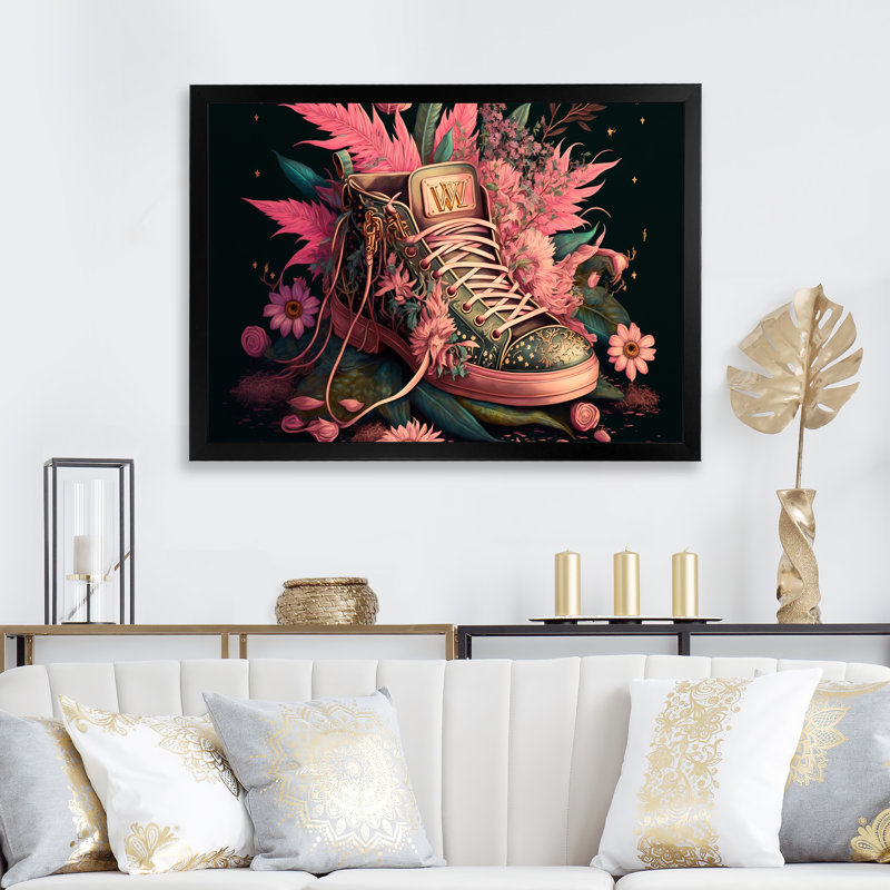 - Art mural sur toile tendance, H 12 po x l 20 po x P 1 po, Impression noire sur toile encadrée
