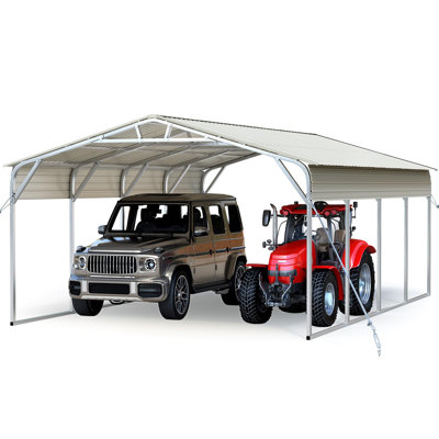 Quictent Heavy Duty 20x20 FT Vertical Roof Metal Carport, Pre-Drilled All Weather 2 Car Shelter for RV, Vehicles & Farm Equipment