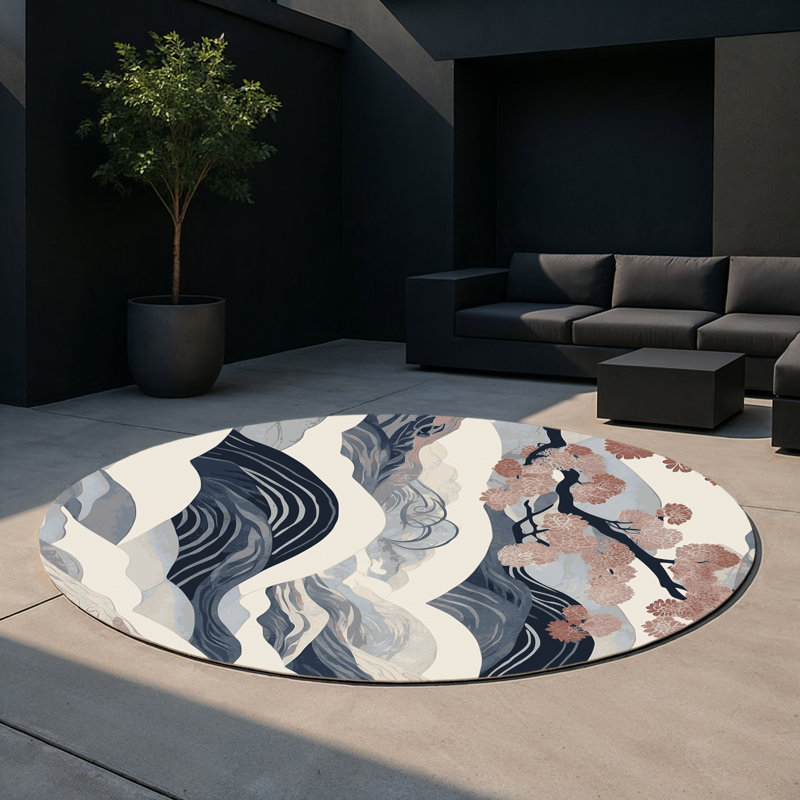 Serenity In Bloom Indoor And Outdoor Area Rug, Round 5'