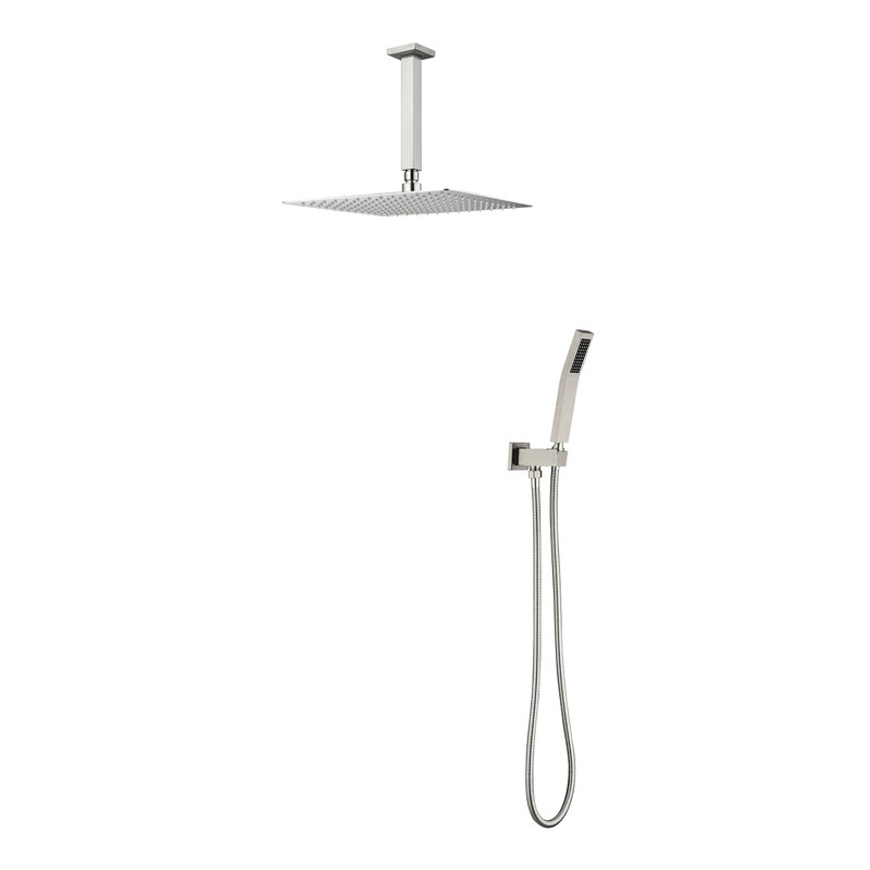 Large 12 Inch Square Rainfall Shower Combo with Handheld Shower Head