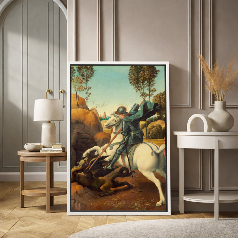 Saint George and the Dragon, œuvre d'art classique classique, images de combats de chevaliers médiévaux, impression sur toile encadrée
